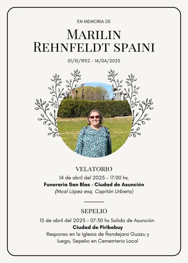 Marilín Rehnfeldt fallecimiento
